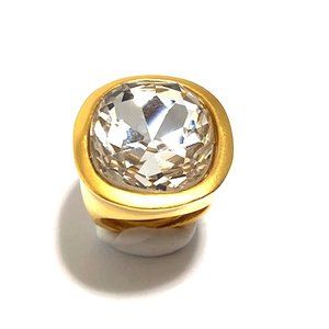 KENNETH JAY LANE, SATIN GOLD HEADLIGHT CLEAR CRYSTAL ADJUSTABLE STATEMENT